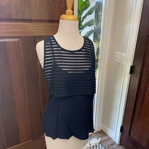 NWT Navy Tank with sheer overlay size small
